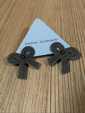 Deepa Gurnani Beaded Bow Drop Earrings
